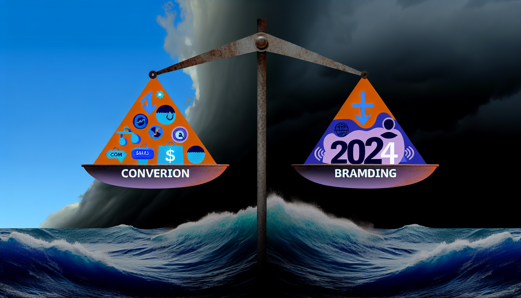 Ein Titelbild für den Artikel 2024: Boom or Bust? Konjunktur im Marketing zur einfachen Illustration.